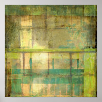 Peinture Abstraite dorée turquoise et verte