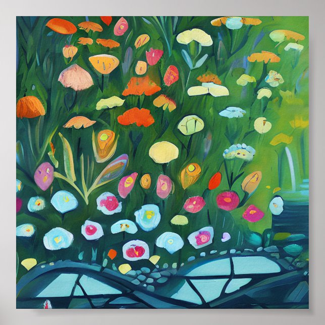 Poster Peinture Abstraite du jardin (Devant)