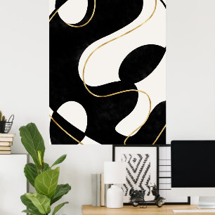 Poster Peinture Abstraite minimaliste en or noir neutre