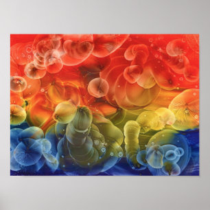 Poster Peinture Abstraite Multicolore Peinte à la Main
