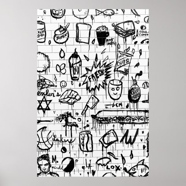 POSTER PEINTURE ABSTRAITE NOIRE ET BLANCHE (Devant)