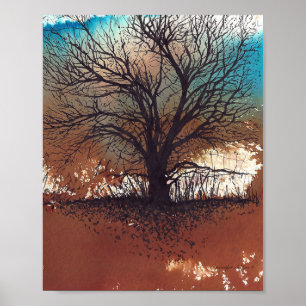 Poster Peinture Abstraite Paysage Arbre Art