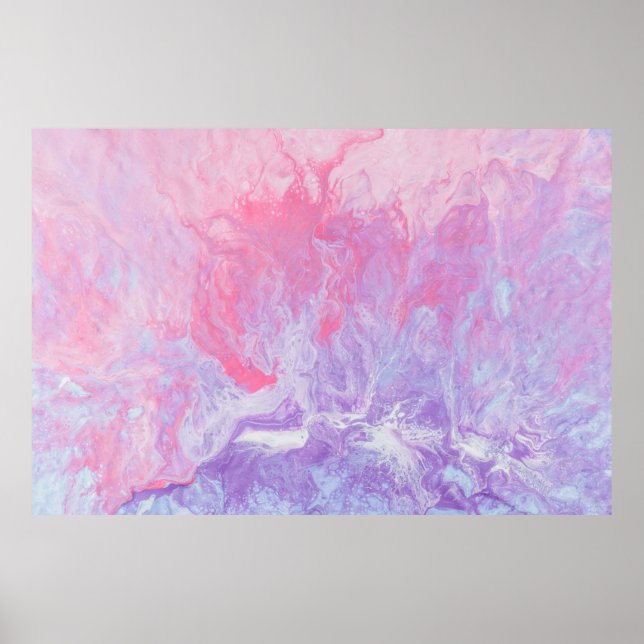 POSTER PEINTURE ABSTRAITE ROSE ET PURPLE (Devant)