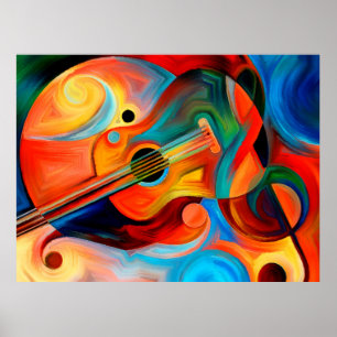 Poster Peinture Abstraite sur le thème de la musique et d