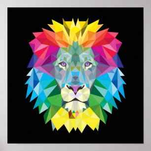 Poster Peinture Abstraite vibrante au lion