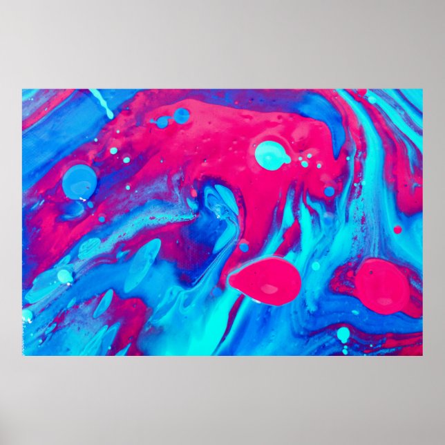 Poster Peinture abstraite violette et bleue (Devant)