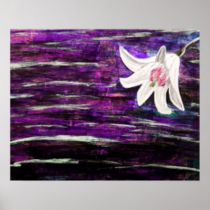Poster Peinture acrylique Abstraite avec fleur