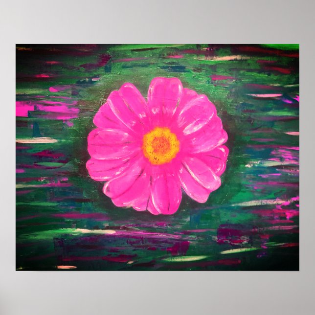 Poster Peinture acrylique Abstraite avec fleur (Devant)