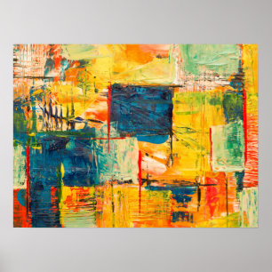 Poster Peinture acrylique Abstraite multicolore jaune