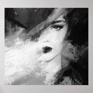 Poster Peinture acrylique féminine de mode Abstraite