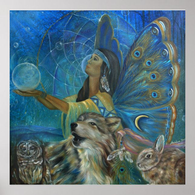 Poster Peinture amérindienne de loup de mer (Devant)