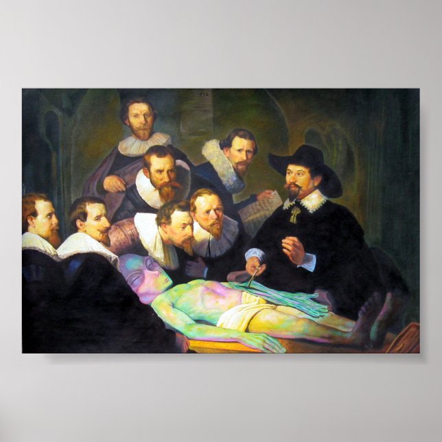 Poster Peinture Anatomie Leçon Avec Alien Horizontal (Devant)