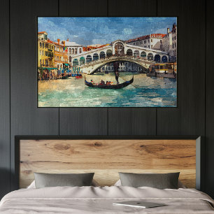 Poster Peinture aquarelle colorée du Grand Canal de Venis