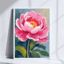 Peinture aquarelle de fleur de pivoine rose