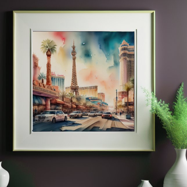 Poster Peinture aquarelle de Gambling Resort City (Créateur téléchargé)
