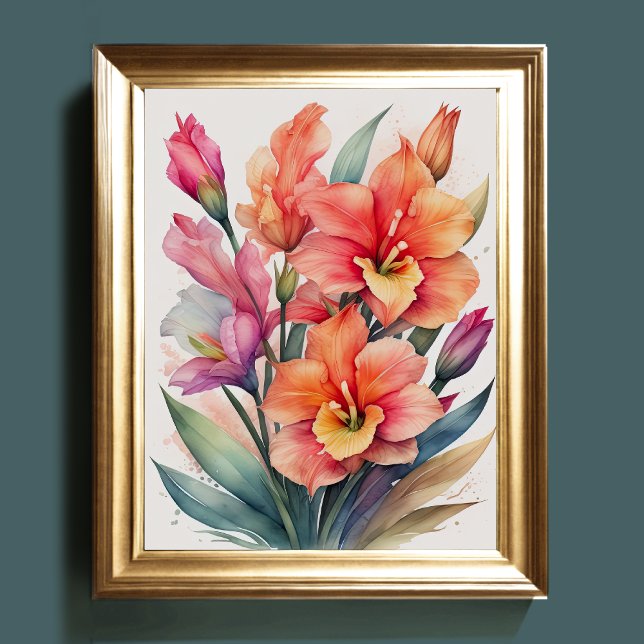 Poster Peinture aquarelle de Gladiolas (Créateur téléchargé)