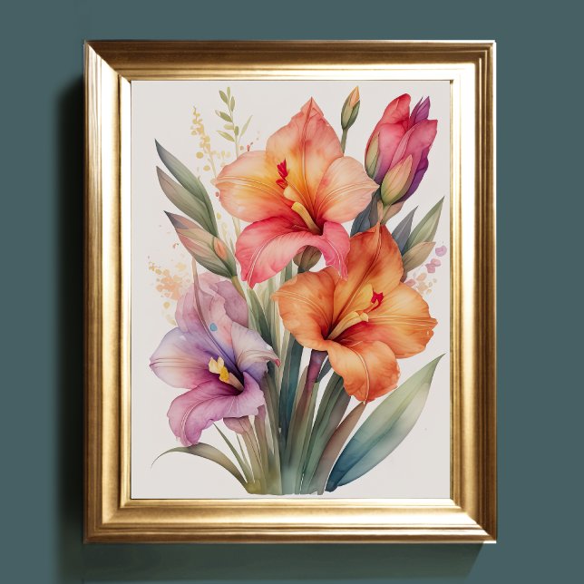 Poster Peinture aquarelle de Gladiolas II (Créateur téléchargé)