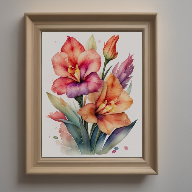 Poster Peinture aquarelle de Gladiolas III (Créateur téléchargé)