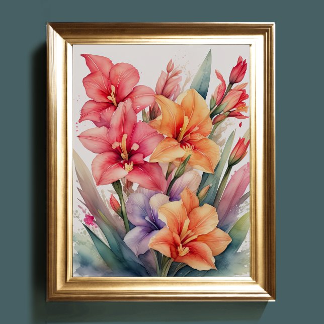 Poster Peinture aquarelle de Gladiolas VII (Créateur téléchargé)