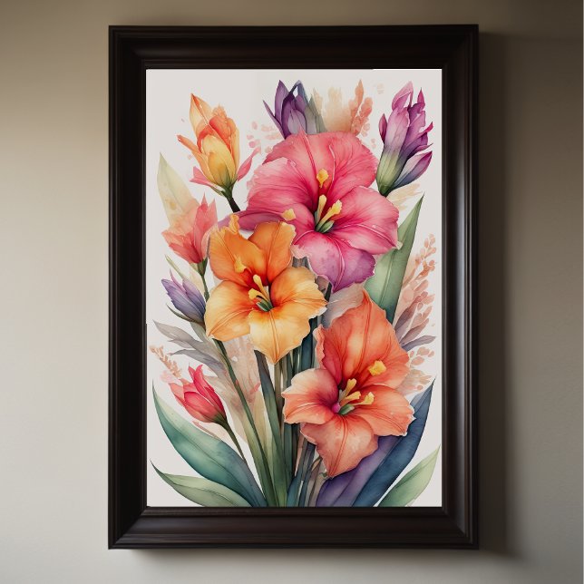 Poster Peinture aquarelle de Gladiolas VIII (Créateur téléchargé)