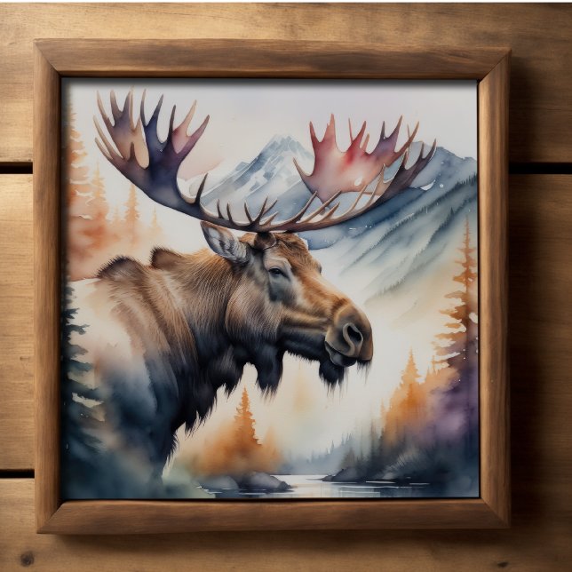 Poster Peinture aquarelle de la nature de l'orignal (Créateur téléchargé)