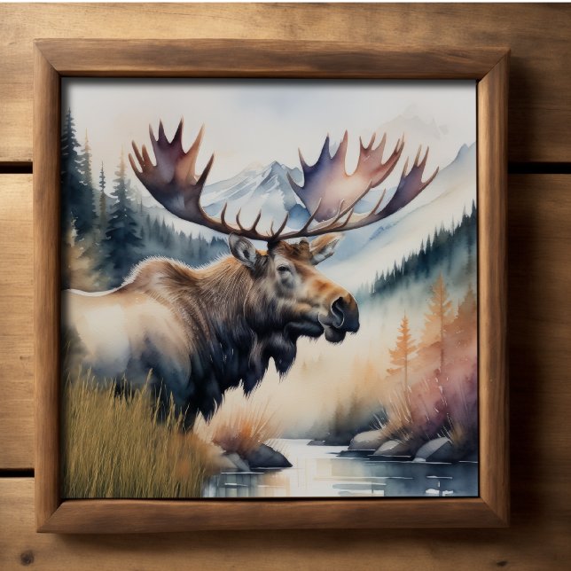 Poster Peinture aquarelle de la nature de l'orignal (Créateur téléchargé)