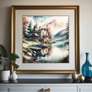 Poster Peinture aquarelle de Lake House