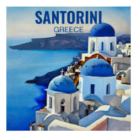 Peinture aquarelle de Santorin Grèce
