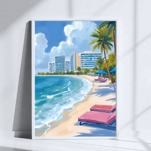 Poster Peinture aquarelle de South Beach Miami Floride
