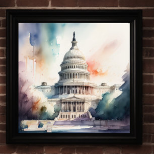 Poster Peinture aquarelle du bâtiment Capitol