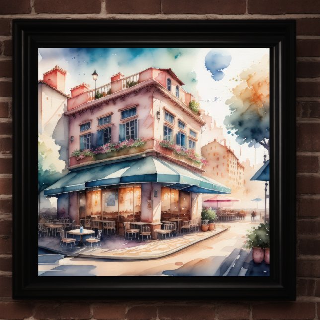Poster Peinture aquarelle du Café Parisien (Créateur téléchargé)