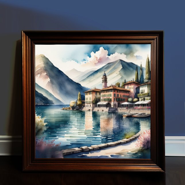 Poster Peinture aquarelle du lac de Côme (Créateur téléchargé)