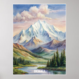 Poster Peinture aquarelle du parc national de Denali
