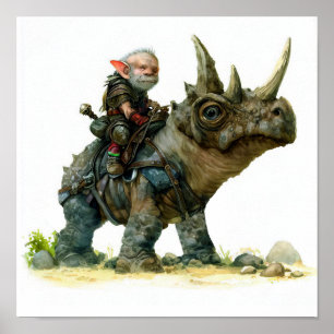 Poster Peinture aquarelle d'un elfe guerrier sans peur