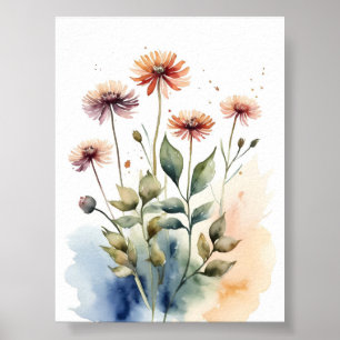 Poster Peinture aquarelle Fleurs
