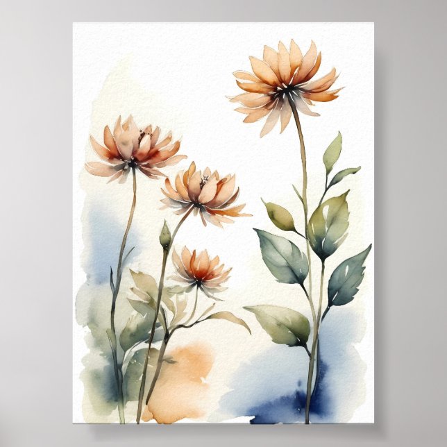 Poster Peinture aquarelle Fleurs (Devant)