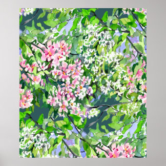 Poster Peinture aquarelle Fleurs de pommier – Botanica