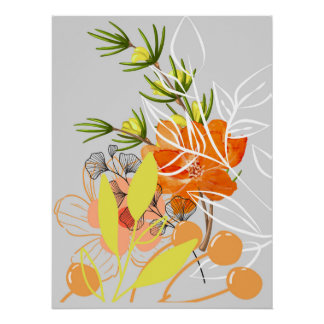 Poster  peinture aquarelle printanière de fleurs.