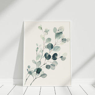 Poster Peinture aquarelle vintage d'une branche d'eucalyp