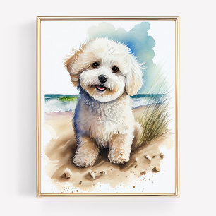 Poster Peinture artistique de chien Bichon Frise