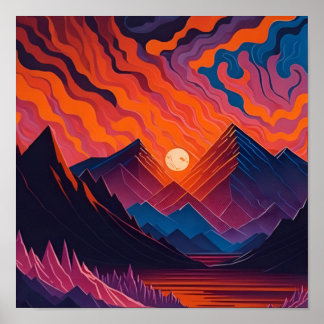 Poster Peinture au lever du soleil et au coucher du solei