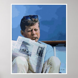Poster Peinture au pastel à l'huile John F. Kennedy