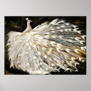 Poster Peinture blanche de paon