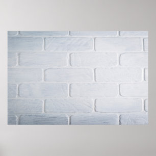 Poster Peinture blanche murale en briques de texture