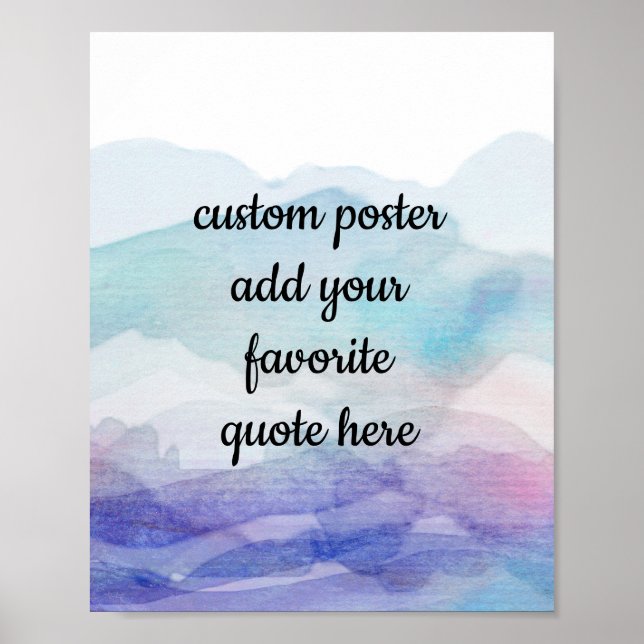 Poster peinture bleu aquarelle ajouter votre devis (Devant)