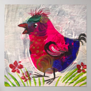 Poster Peinture, Bocho bird, potier décoratif