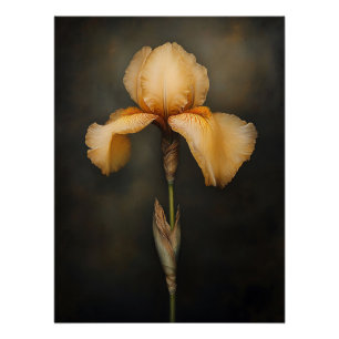Poster Peinture botanique en Iris Jaune