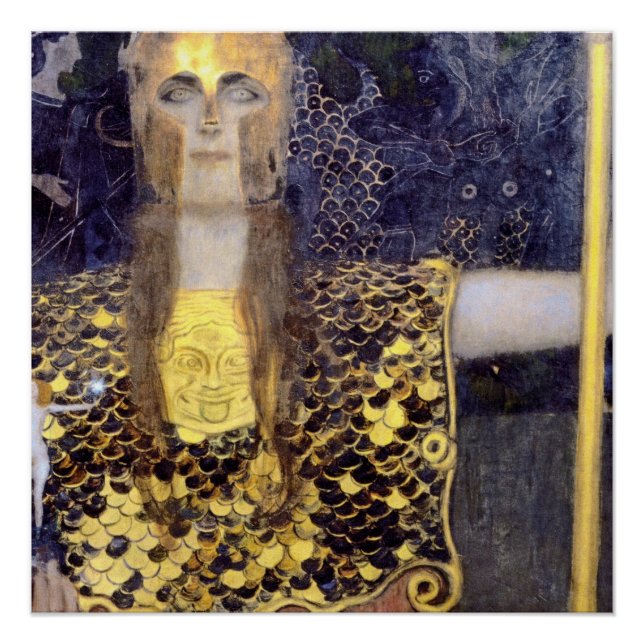 Poster Peinture célèbre de Gustav Klimt Pallas Athena (Devant)