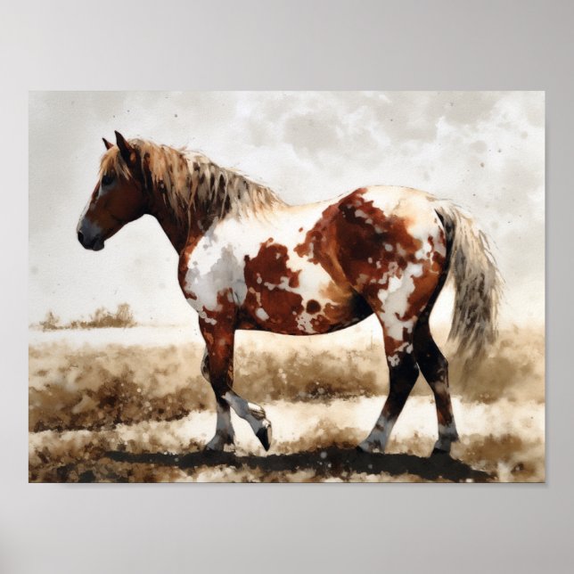 Poster Peinture Cheval Mustang (Devant)