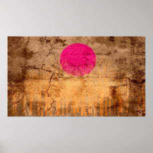 Poster Peinture d'abrégé sur cru de coucher du soleil